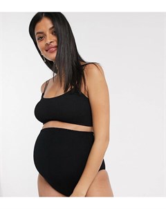 Черные плавки бикини из жатой ткани с завышенной талией ASOS DESIGN maternity Asos maternity