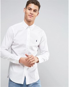 Белая приталенная рубашка из поплина Polo ralph lauren