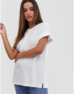 Белая oversize футболка с отворотами на рукавах Asos design
