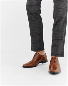 Светло коричневые кожаные оксфордские туфли со вставкой на носке Asos design