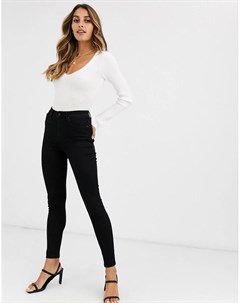 Черные джинсы скинни с завышенной талией Vero moda