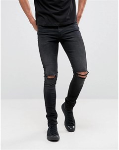 Черные джинсы скинни плотностью 12 5 унций с рваной отделкой Asos design