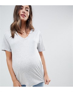 Серая меланжевая футболка с V образным вырезом ASOS DESIGN Maternity nursing Asos maternity - nursing