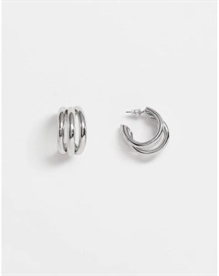 Серебристые серьги кольца Asos design