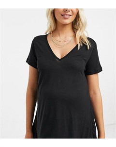 Черная свободная футболка с V образным вырезом ASOS DESIGN Maternity Asos maternity