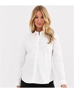 Белая приталенная рубашка из эластичного хлопка с длинными рукавами ASOS DESIGN Maternity Asos maternity