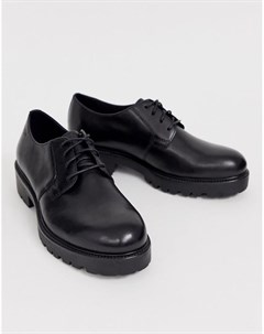 Черные кожаные туфли на плоской подошве со шнуровкой Kenova Vagabond