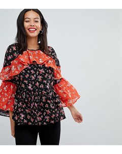 Комбинируемая блузка с цветочным принтом и оборками Asos tall