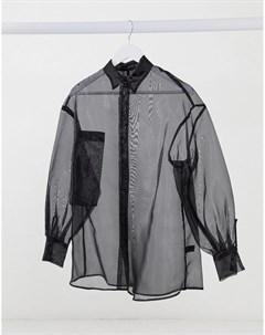 Черная рубашка из полупрозрачной органзы Palones