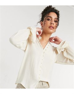Кремовая блузка с оборками на воротнике и рукавах Vero moda tall