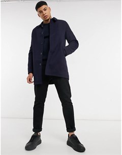 Темно синее пальто с добавлением шерсти Asos design