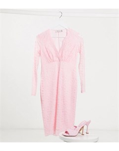 Светло розовое кружевное платье миди для предродовой вечеринки с длинными рукавами Blume maternity