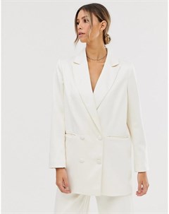 Двубортный свадебный пиджак из атласной ткани Asos edition