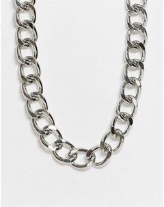 Серебристое ожерелье цепочка с крупными звеньями 17 мм Asos design