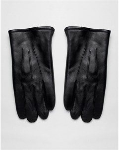 Черные кожаные перчатки для сенсорных экранов Asos design