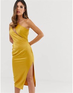 Атласное платье миди с разрезами на лифе Asos design