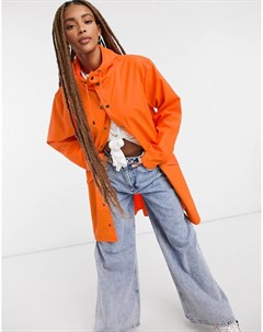 Оранжевая длинная водонепроницаемая куртка Rains