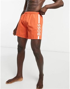 Оранжевые шорты для плавания с полоской и логотипом по бокам Boss Boss bodywear