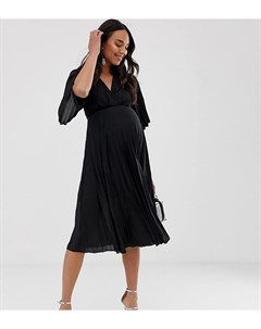 Черное платье кимоно миди со складками ASOS DESIGN Maternity Asos maternity