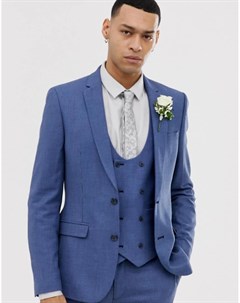 Супероблегающий фактурный пиджак синего цвета wedding Asos design