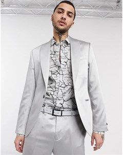 Серебристый пиджак с шалевым воротником Twisted tailor