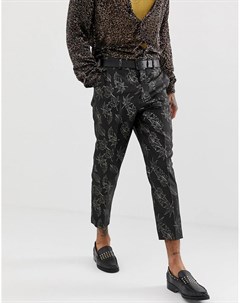 Узкие брюки с золотистой и черной жаккардовой отделкой Asos edition