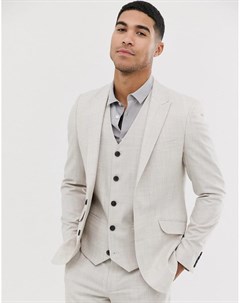 Свадебный облегающий сероватый пиджак со штрихованным узором Asos design