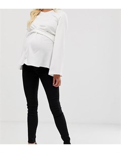 Черные джинсы скинни с завышенной талией и вставкой для живота ASOS DESIGN Maternity Tall Asos maternity