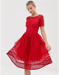 Красное премиум платье для выпускного с кружевом Chi chi london