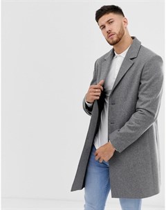 Полушерстяное светло серое пальто Asos design