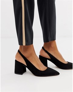 Черные туфли на среднем каблуке с ремешком через пятку Samson Asos design