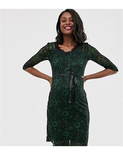 Зеленое кружевной облегающее платье для беременных Mamalicious