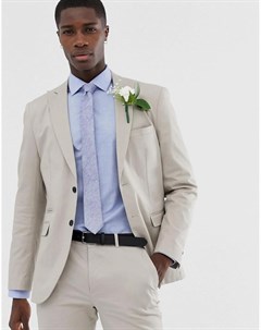 Облегающий хлопковый пиджак Premium slim wedding suit jacket in brushed cotto Jack & jones