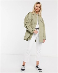 Шалфейно зеленая oversized куртка в стиле милитари Asos design