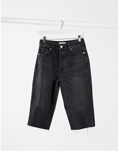 Черные длинные джинсовые шорты с необработанным краем Femme Selected