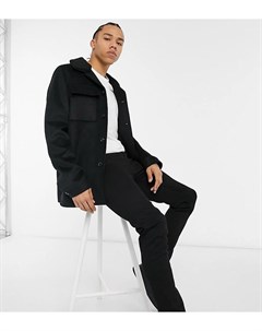 Черная куртка из смесовой шерсти с контрастным воротником Tall Asos design