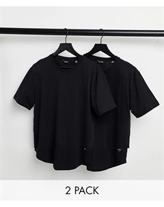 Комплект из 2 черных длинных футболок с закругленным краем Only & sons