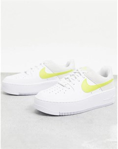 Бело желтые кроссовки Air Force 1 Nike