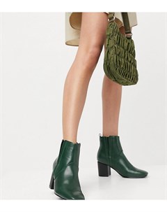 Темно зеленые ботинки челси для широкой стопы на каблуке Glamorous Glamorous wide fit
