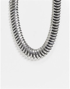 Серебристое ожерелье цепочка с плетением рыбьи кости Asos design