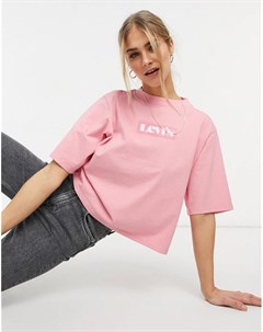 Укороченная свободная футболка розового цвета с логотипом в рамке Levi's®