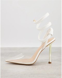 Белые туфли на каблуке со спиралевидными ремешками Simmi London Tiona Simmi shoes