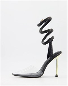 Черные туфли на каблуке со спиралевидными ремешками Simmi London Tiona Simmi shoes