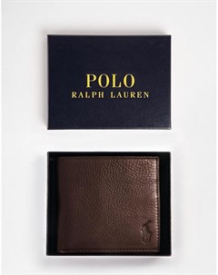 Коричневый кожаный бумажник Polo ralph lauren