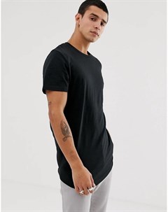 Черная длинная футболка с закругленным краем Originals Jack & jones