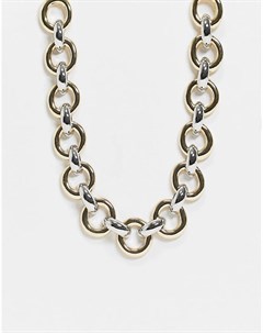 Золотисто серебристое ожерелье с круглыми звеньями Asos design