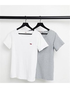 Набор из 2 футболок серого и белого цветов с красным логотипом Levi's plus