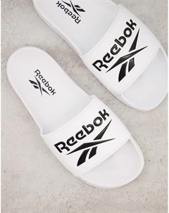 Белые шлепанцы с логотипом Reebok