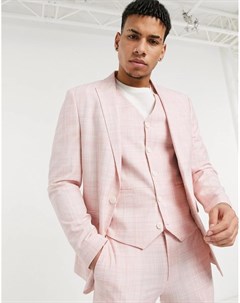 Облегающий пиджак пастельного розового цвета со штрихованным узором Wedding Asos design