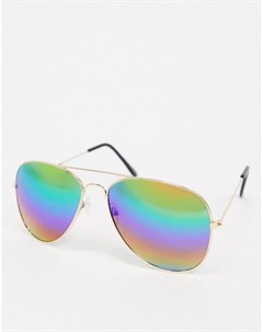 Золотистые солнцезащитные очки авиаторы Svnx